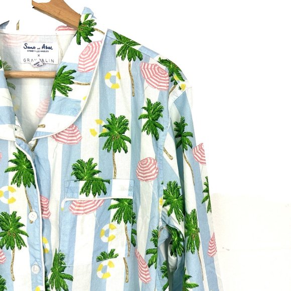 Sant & Abel X Gray Malin Palm Tree Pajamas Set Size L 100% Cotton Summer Cabana - Picture 5 of 15